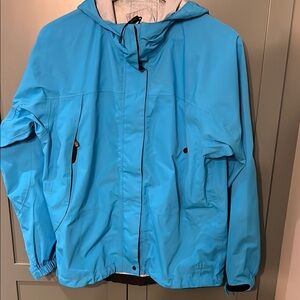 LL Bean Rain Jacket Hooded Turquoise Sz Med